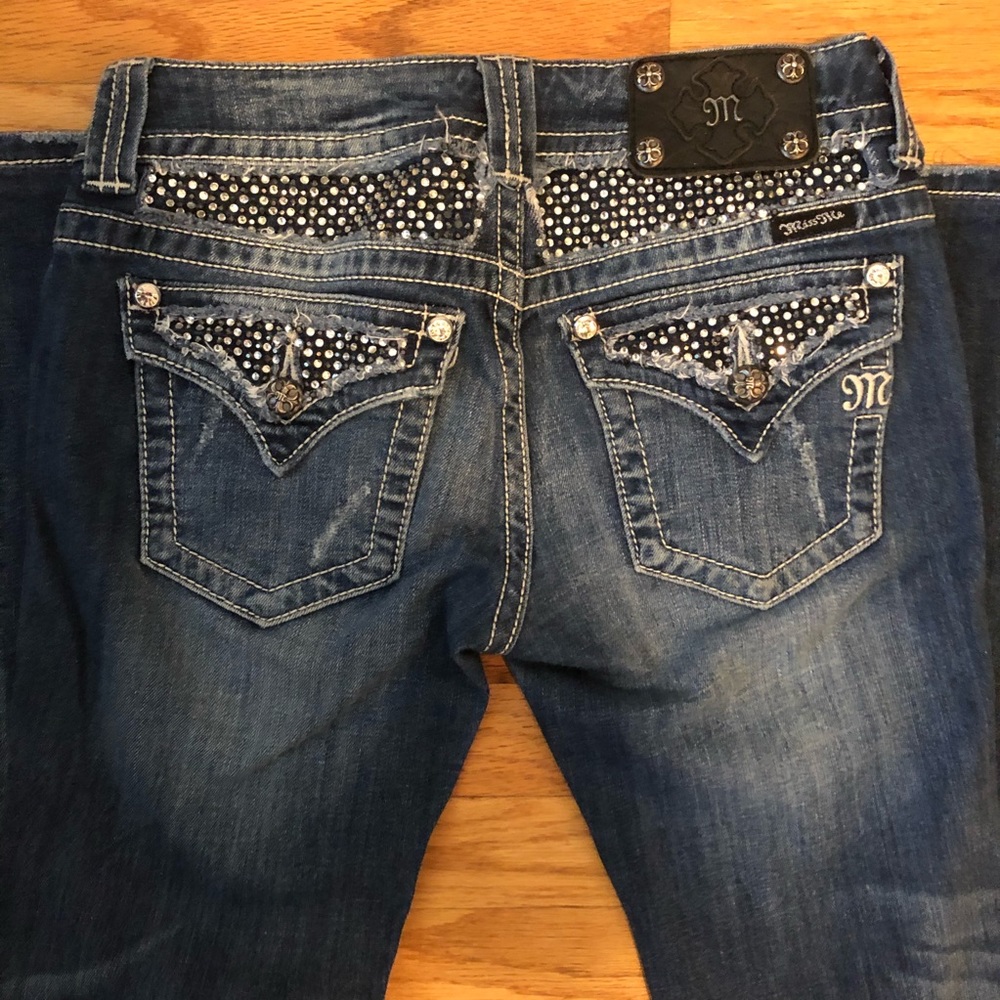 Missme Black Studded Straight Cut Jeans Size 28